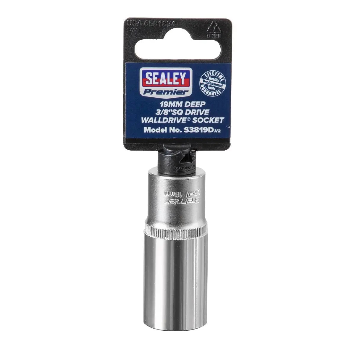 Sealey Premier WallDrive® Socket 19mm Deep 3/8"Sq Drive 