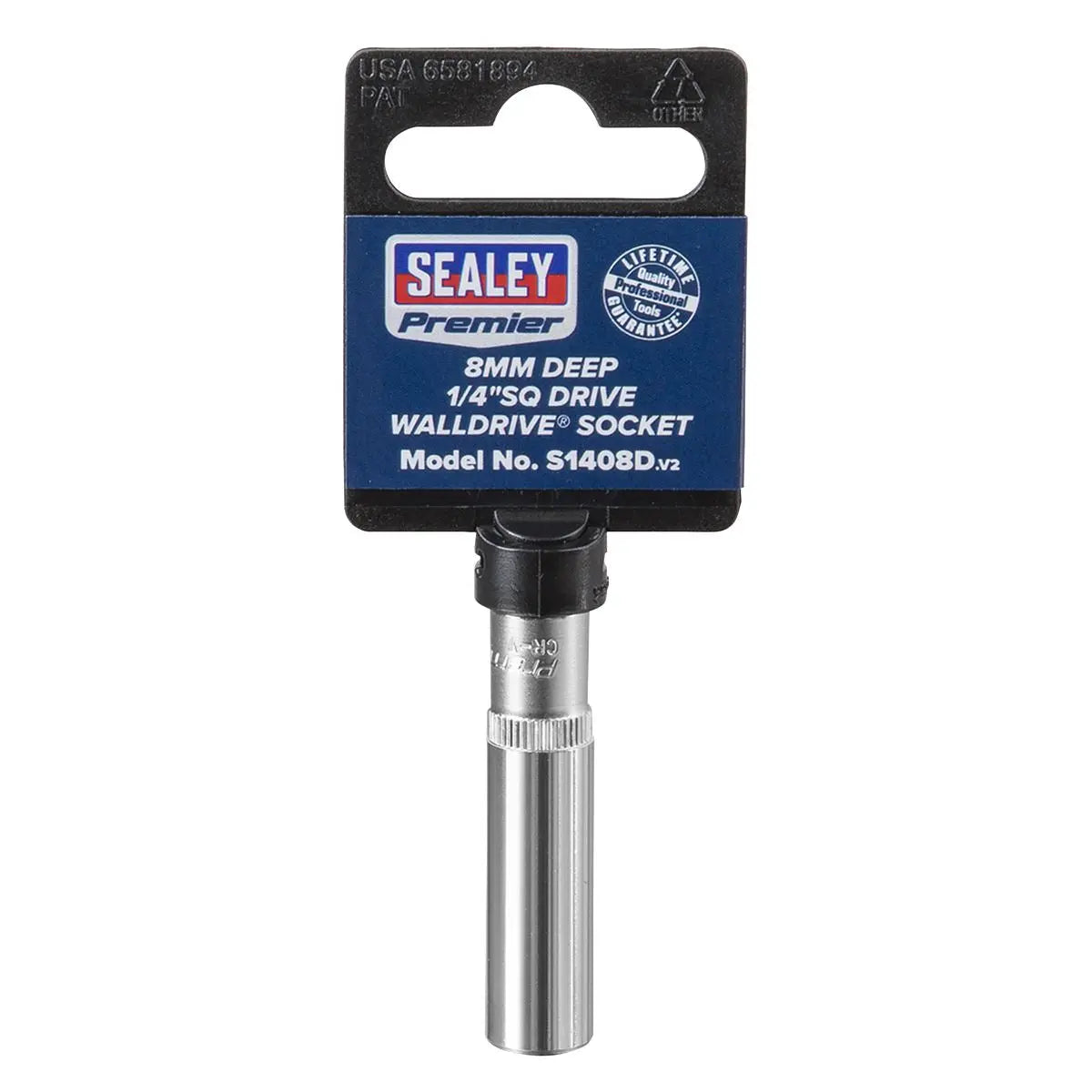 Sealey Premier WallDrive® Socket 8mm Deep 1/4"Sq Drive 