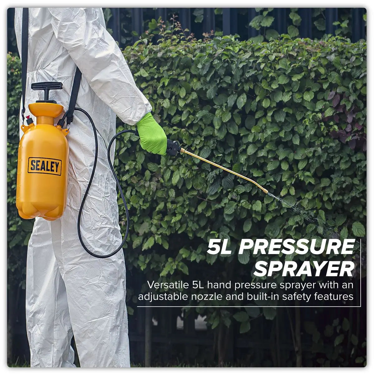 Sealey Pressure Sprayer 5L Gardening Pesticide Herbicide Fluid Bottle Lance  White Rose Tools