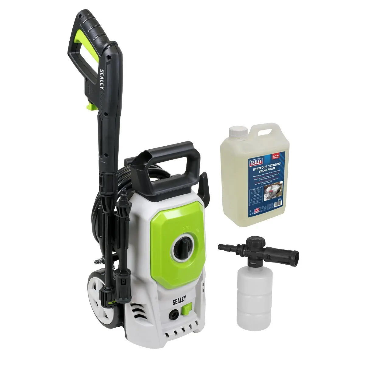 Sealey Pressure Washer 100bar 390L/hr with Snow Foam  White Rose Tools