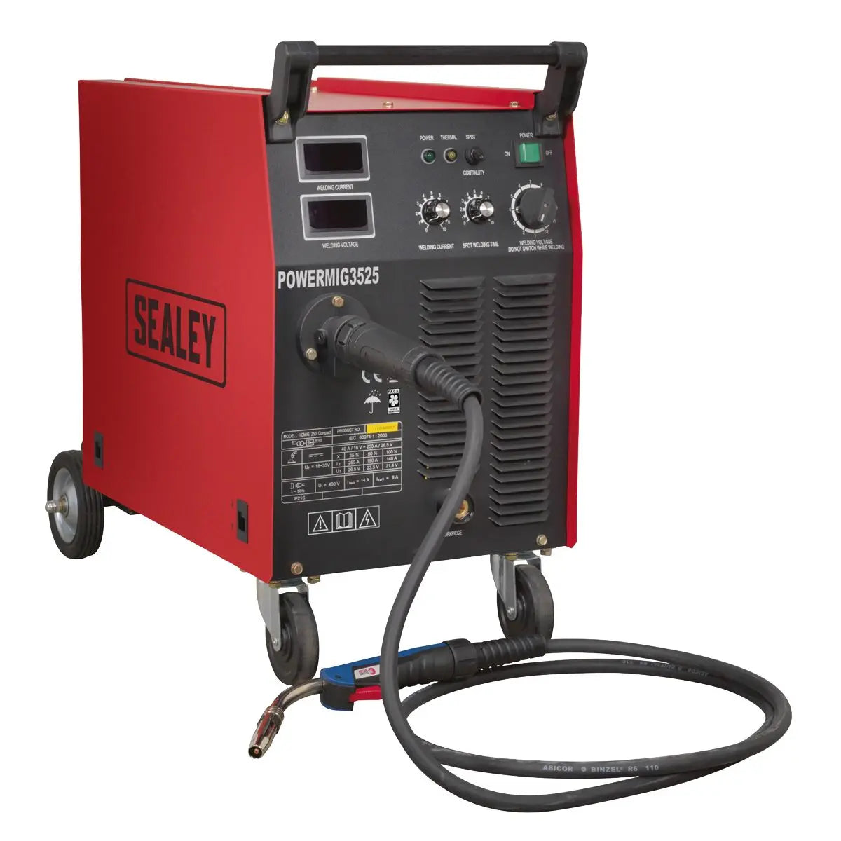 Sealey Professional MIG Welder 250A 415V 3ph with Binzel® Euro Torch 