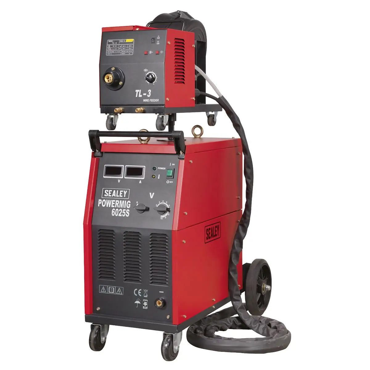Sealey Professional MIG Welder 250A 415V 3ph with Binzel® Euro Torch & Portable Wire Drive 