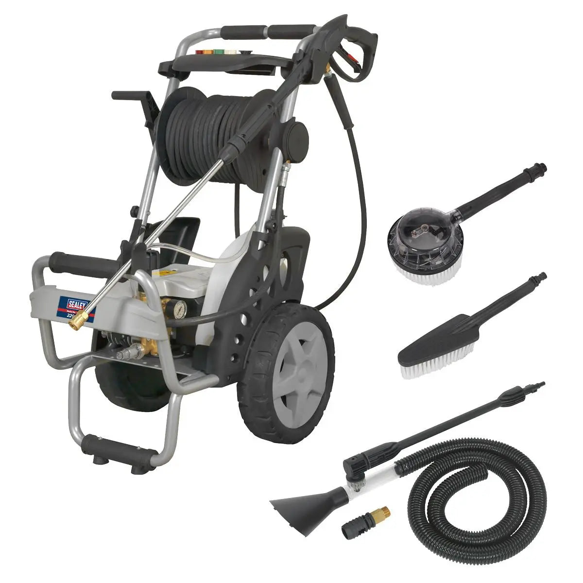 Sealey Professional Pressure Washer 150bar with Accessories  White Rose Tools