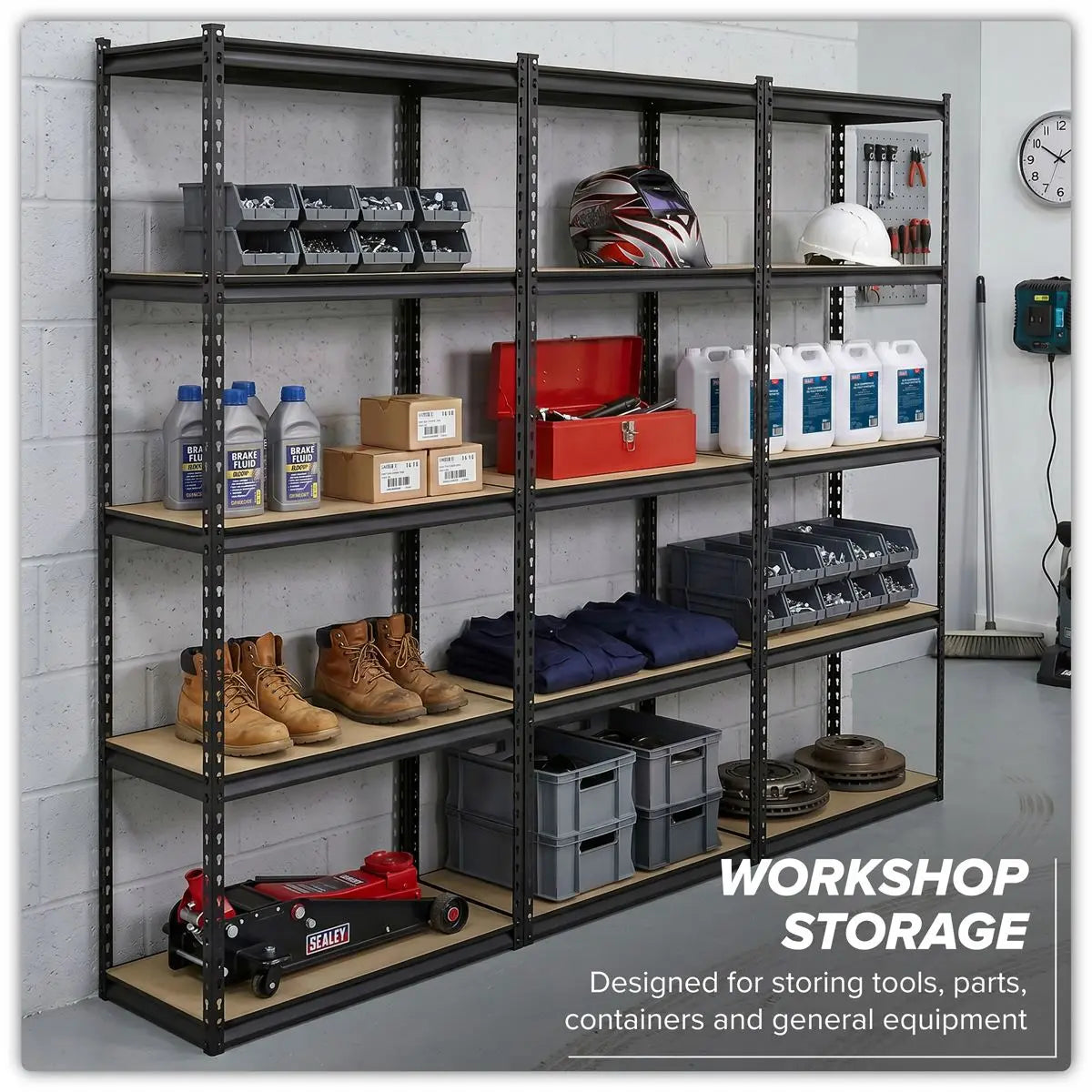 Sealey Racking Unit with 5 Shelves 340kg Capacity Per Level - Set of 3  White Rose Tools