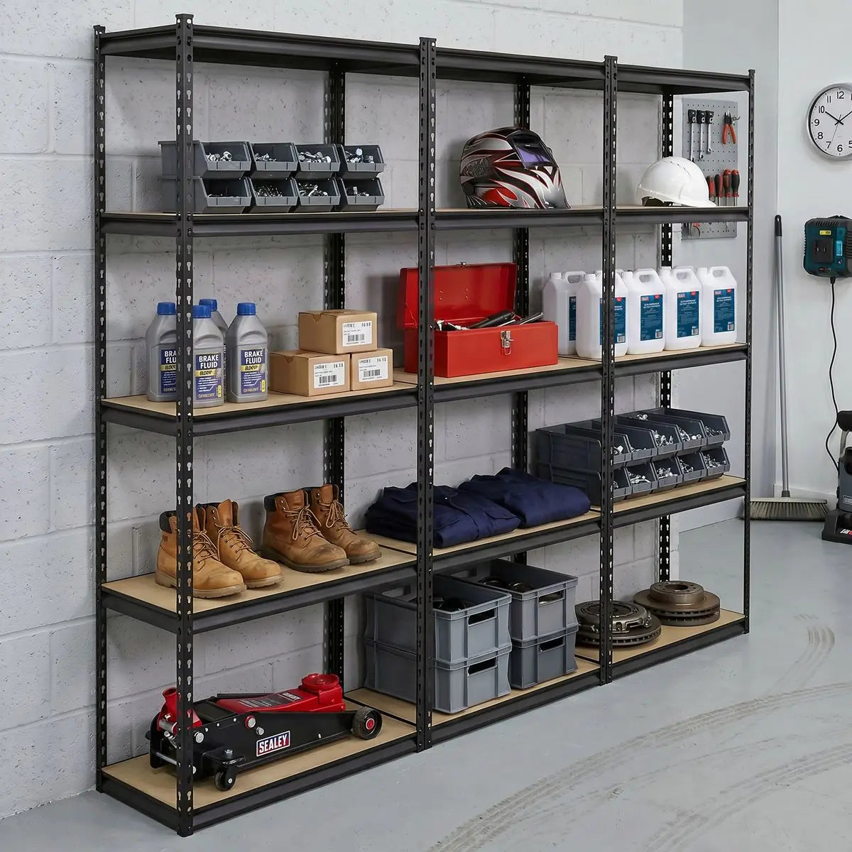 Sealey Racking Unit with 5 Shelves 340kg Capacity Per Level - Set of 3  White Rose Tools