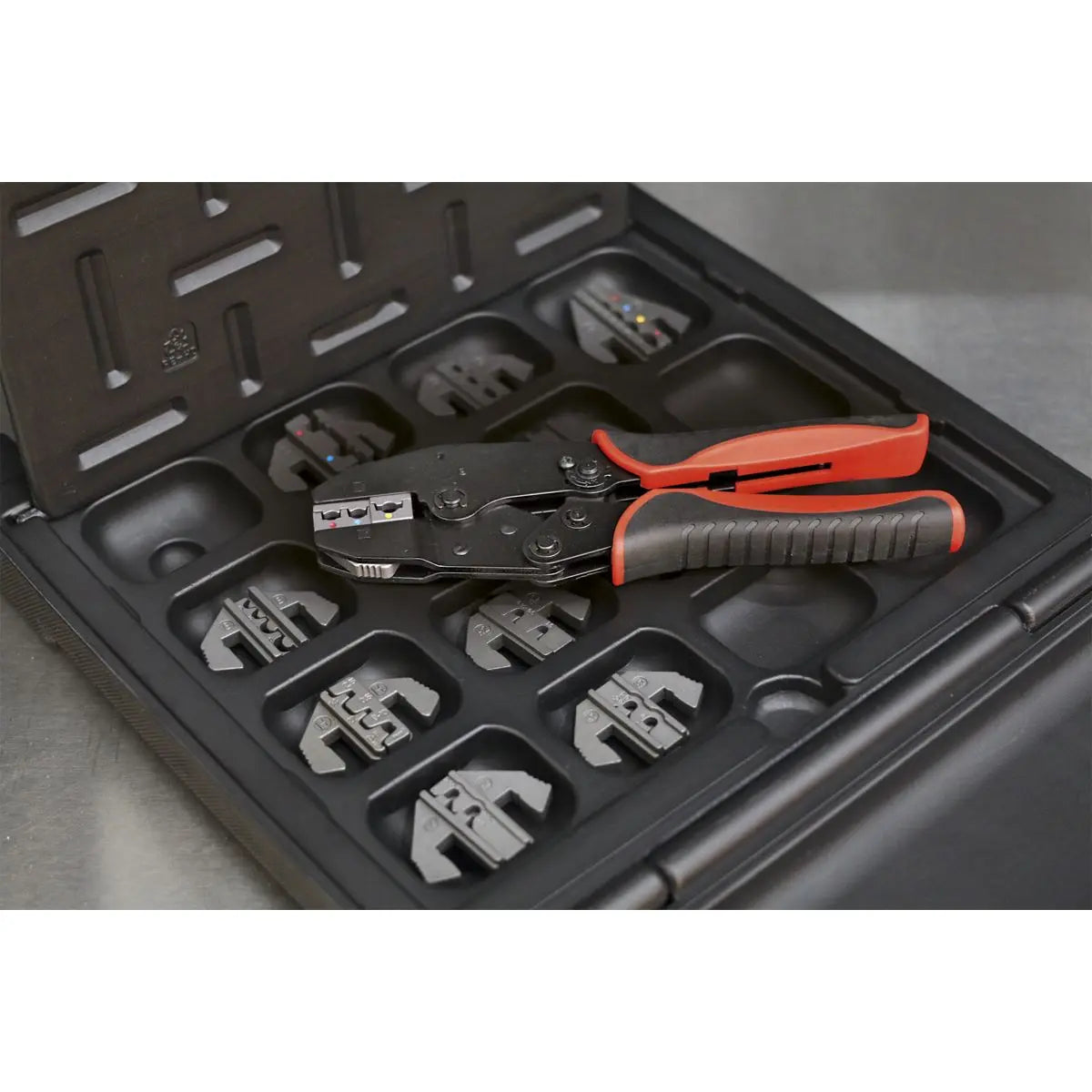 Sealey Ratchet Crimping Tool with Jaws and Storage Case 