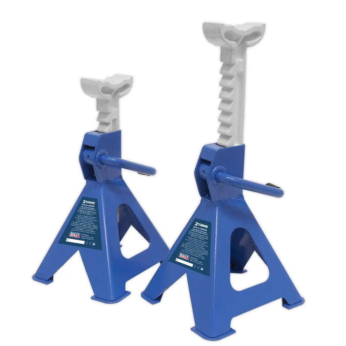 Sealey Ratchet Type Axle Stands (Pair) 2 Tonne Capacity per Stand - Blue 