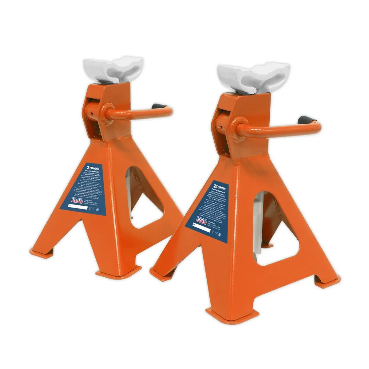 Sealey Ratchet Type Axle Stands (Pair) 2 Tonne Capacity per Stand - Orange 