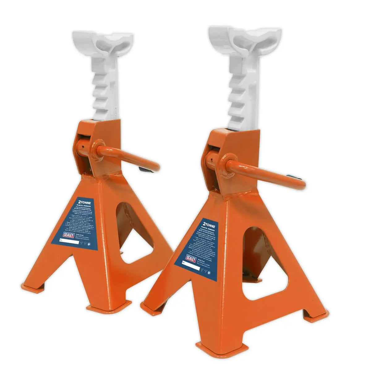 Sealey Ratchet Type Axle Stands (Pair) 2 Tonne Capacity per Stand - Orange 