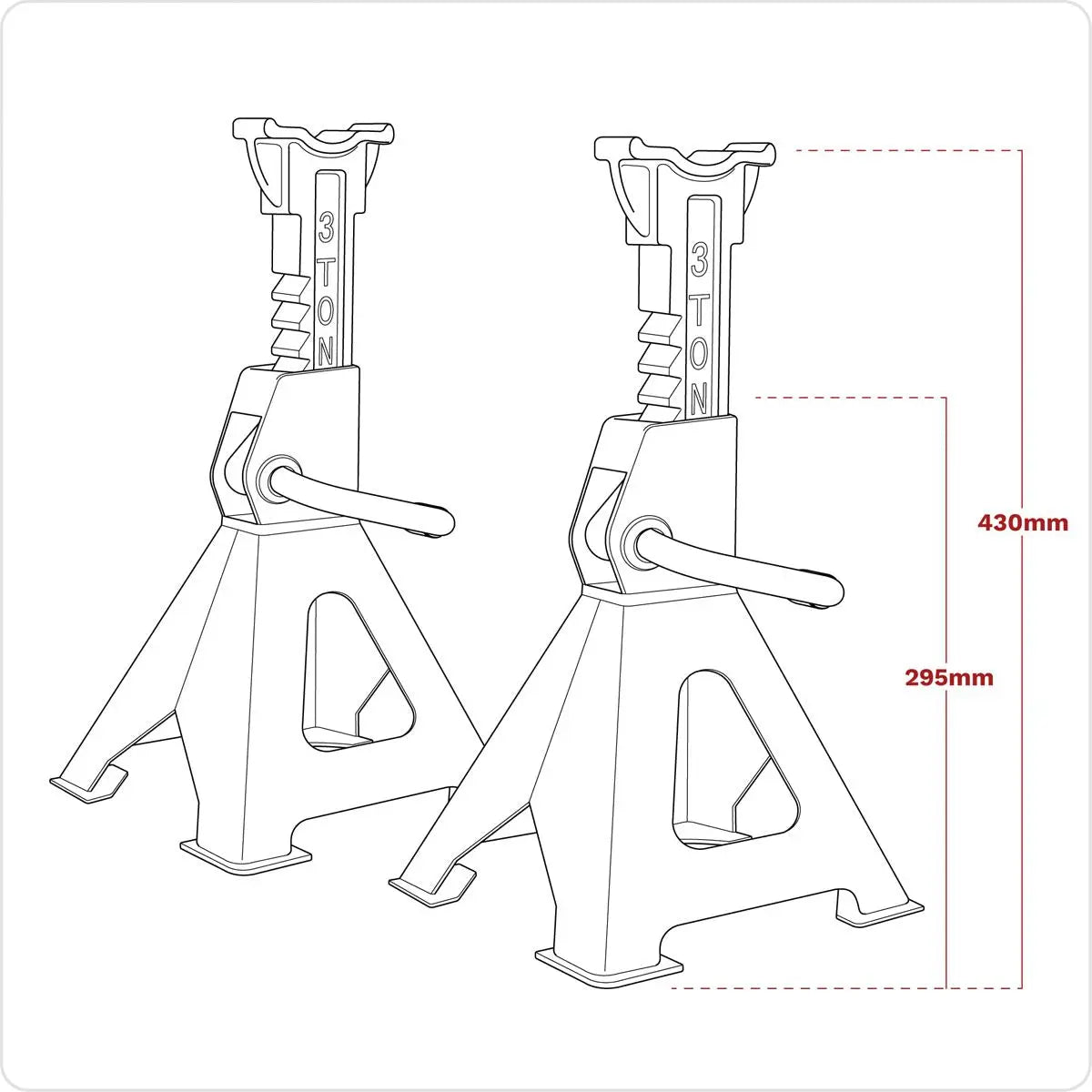 Sealey Ratchet Type Axle Stands (Pair) 3 Tonne Capacity per Stand - Hi-Vis Green 