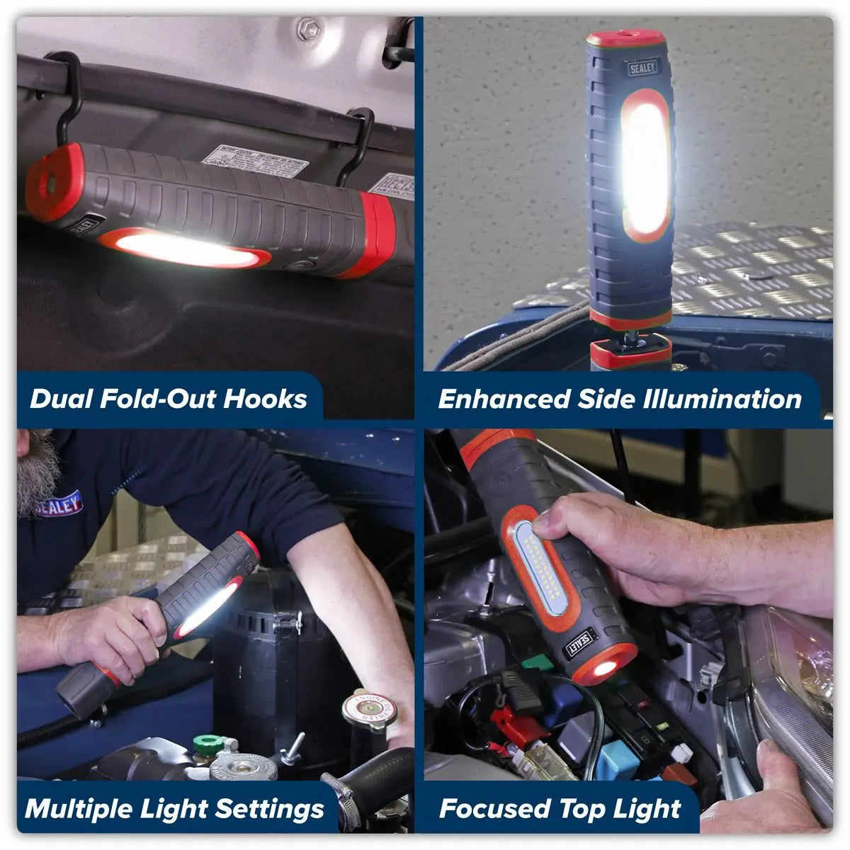Sealey Rechargeable 360° Inspection Lamp 24 SMD LED + 3W LED Red 1000 Lumens  White Rose Tools