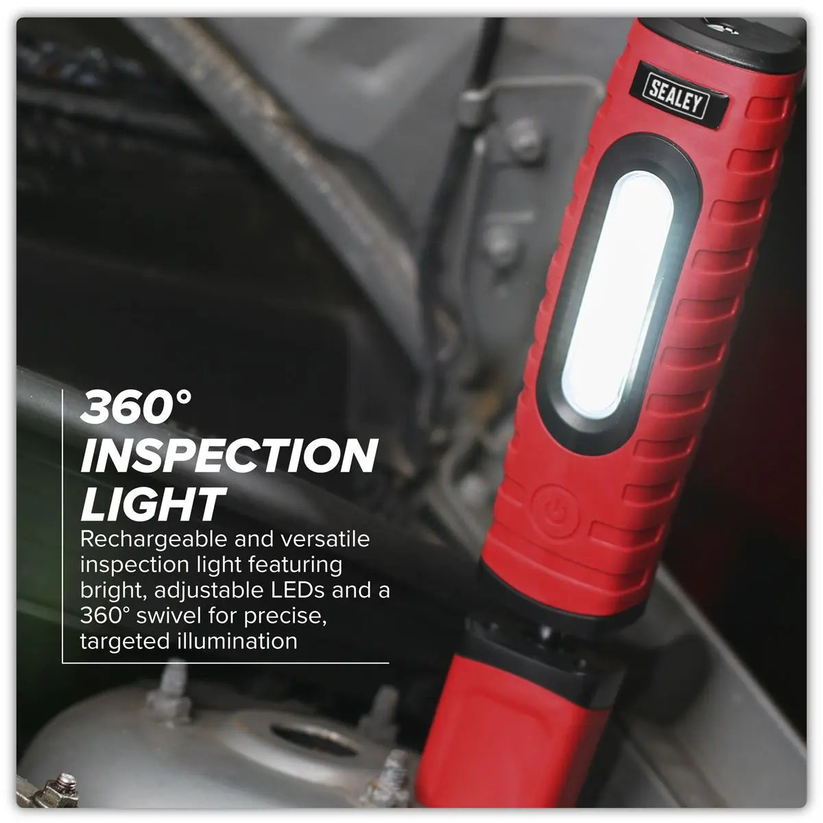 Sealey Rechargeable 360° Inspection Light 10W & 3W SMD LED Red 2 x Lithium-ion  White Rose Tools