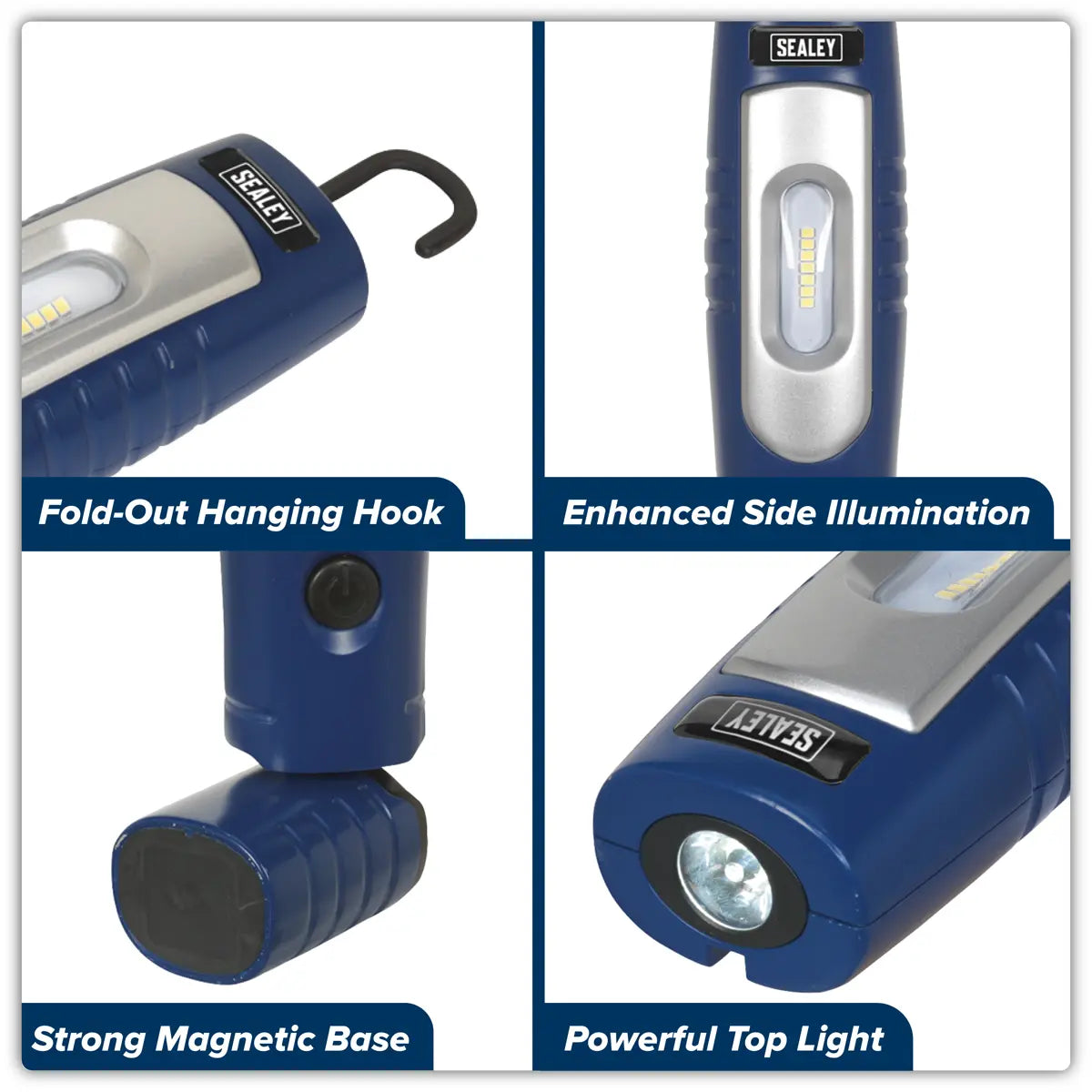 Sealey Rechargeable 360° Inspection Light 4W & 3W SMD LED - Blue  White Rose Tools