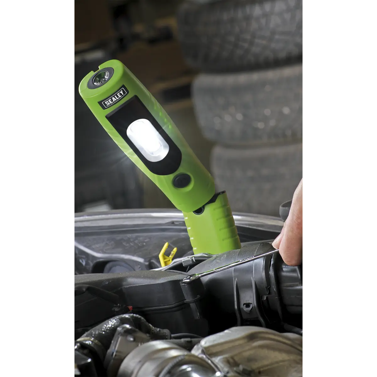 Sealey Rechargeable 360° Inspection Light 4W & 3W SMD LED - Green  White Rose Tools