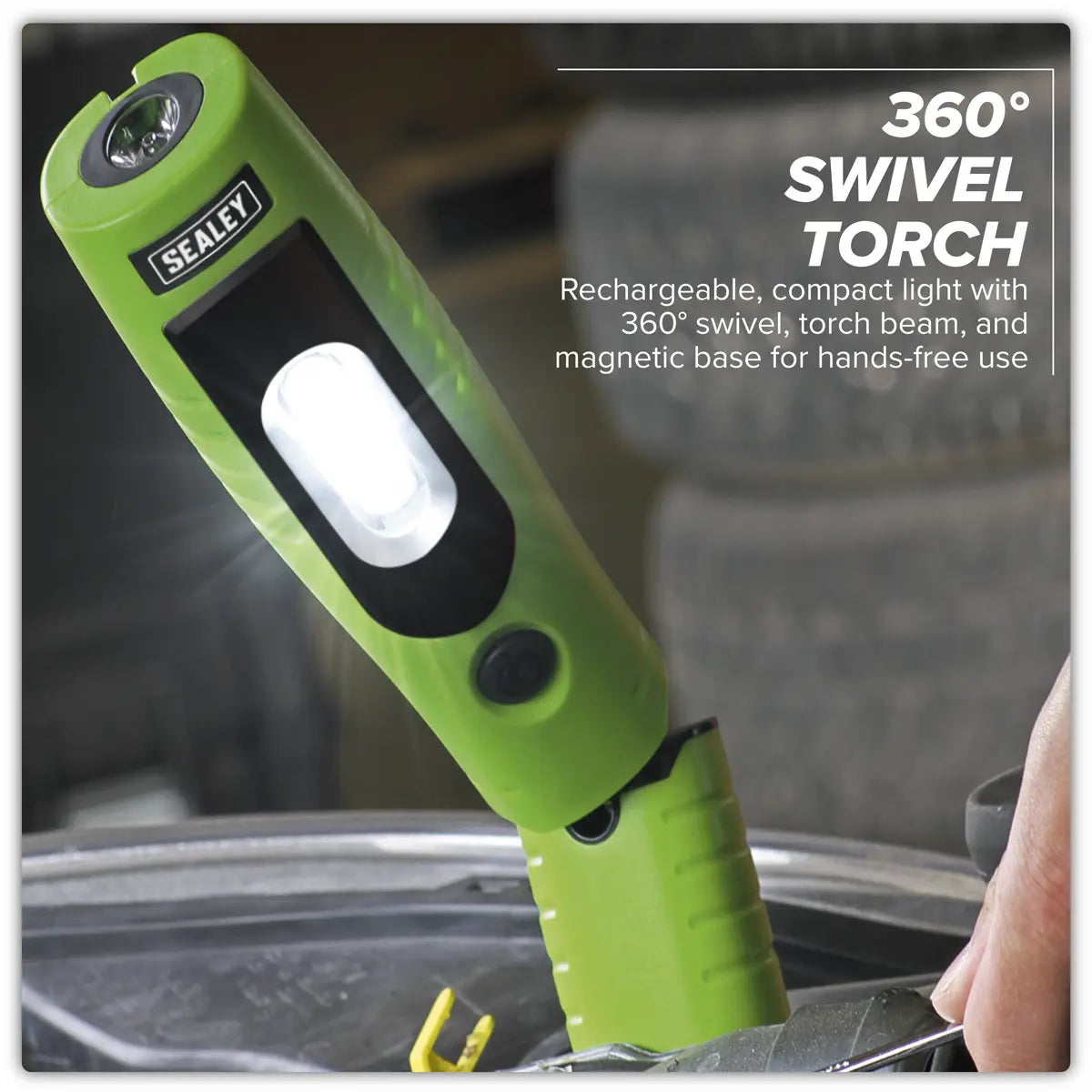 Sealey Rechargeable 360° Inspection Light 4W & 3W SMD LED - Green  White Rose Tools