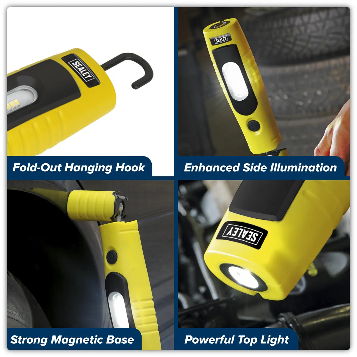 Sealey Rechargeable 360° Inspection Light 4W & 3W SMD LED - Yellow  White Rose Tools