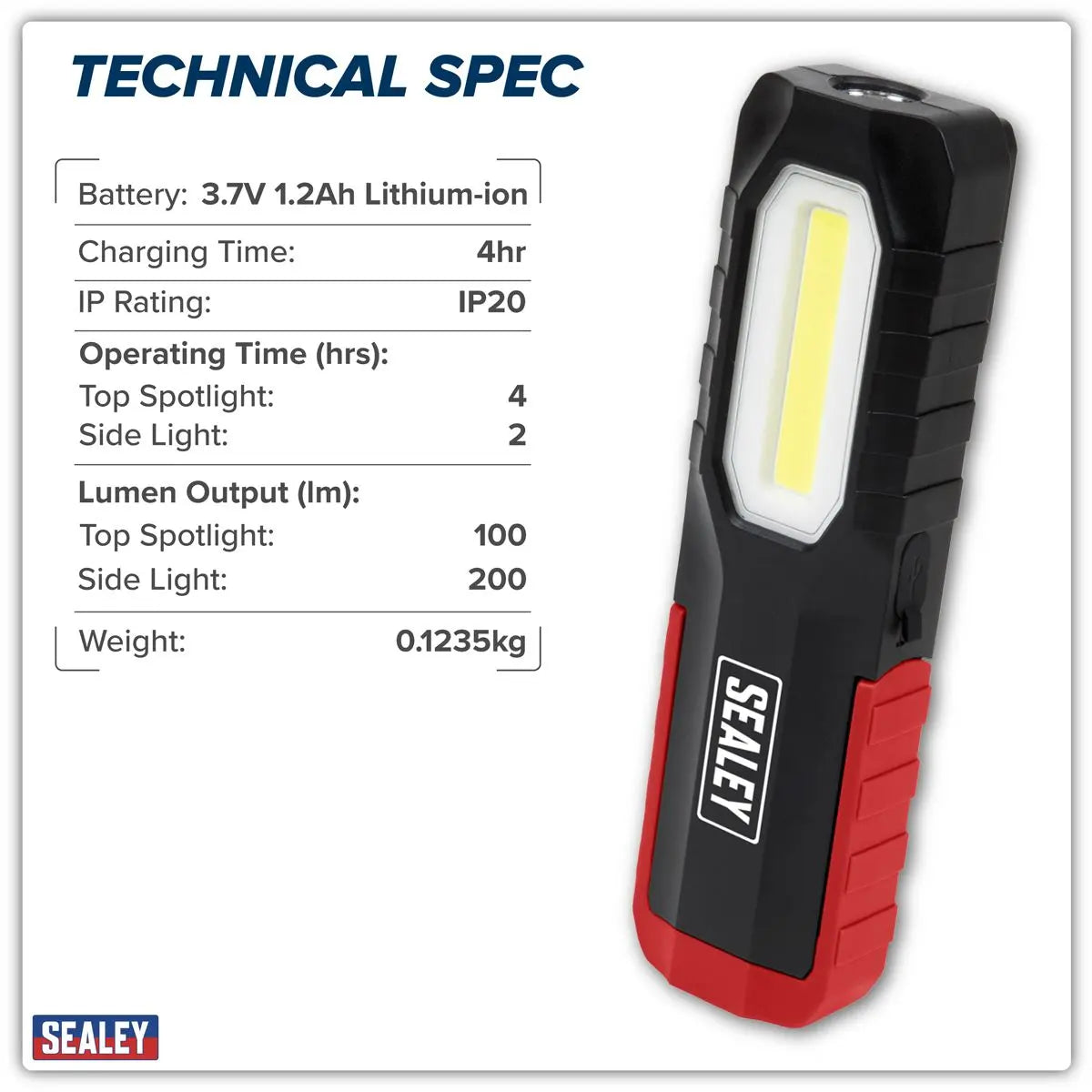 Sealey Rechargeable 3W COB & 2W SMD LED Inspection Light  White Rose Tools