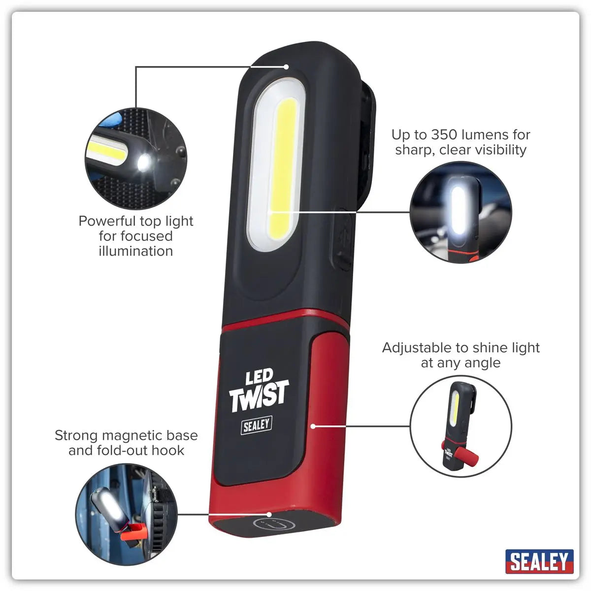 Sealey Rechargeable 3W COB & 3W SMD LED Inspection Light  White Rose Tools