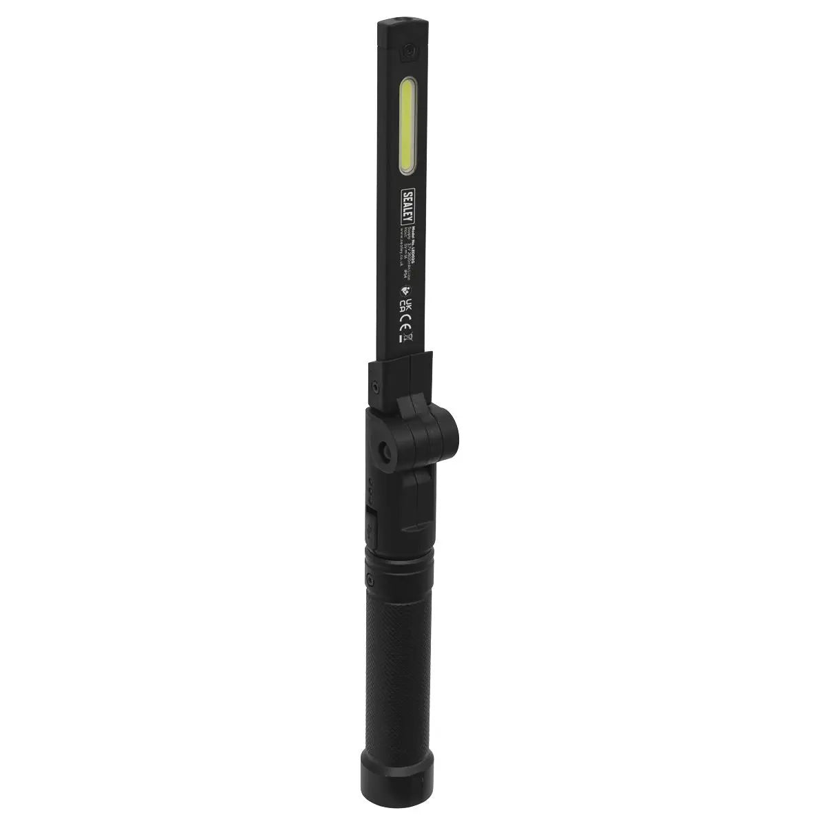Sealey Rechargeable Aluminium Folding Pocket Light 2 COB & 1 SMD LED 