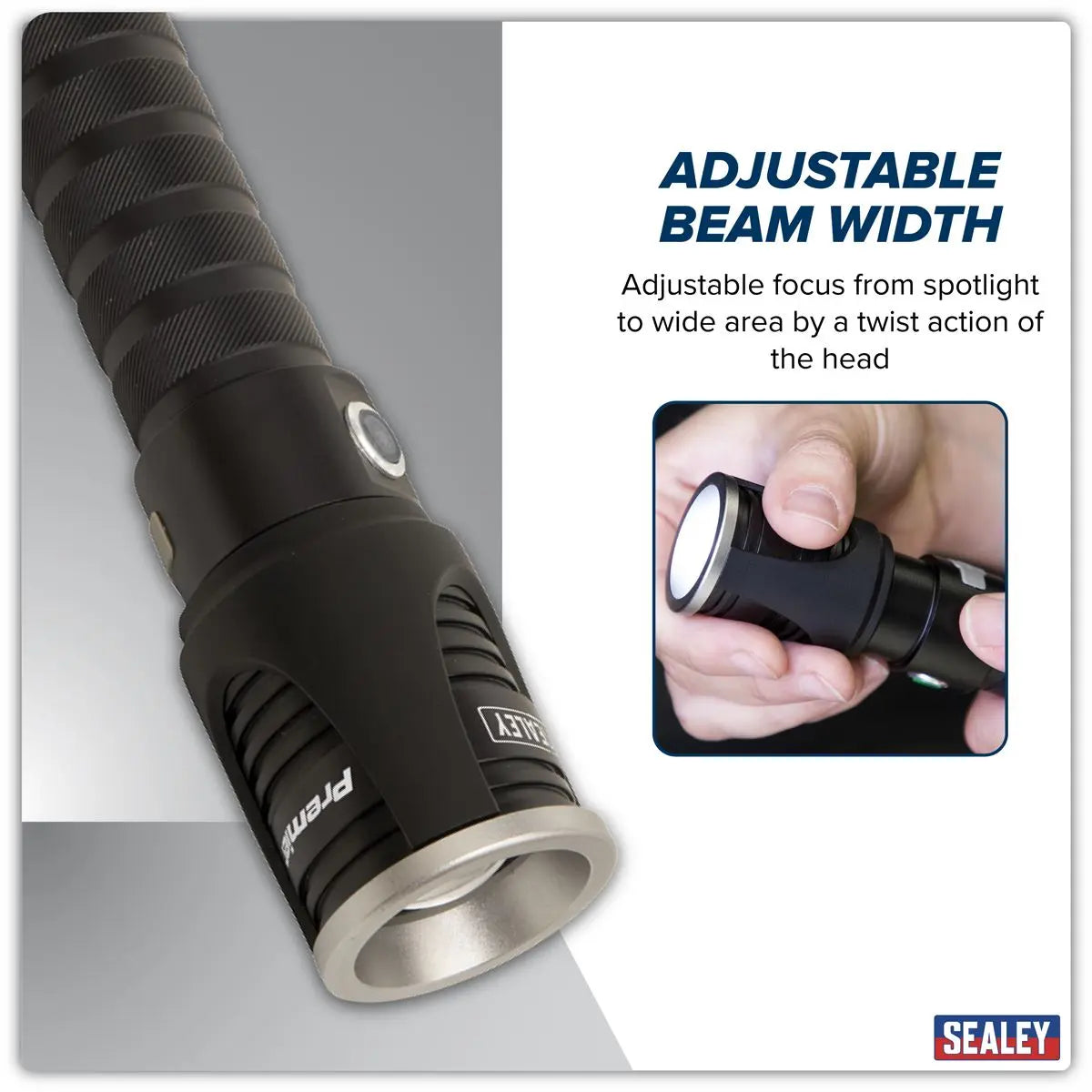 Sealey Rechargeable Aluminium Torch with Adjustable Focus 10W SMD LED  White Rose Tools