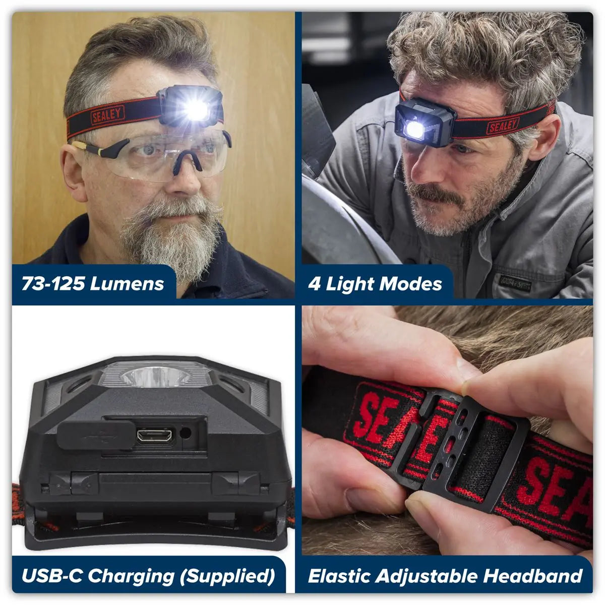 Sealey Rechargeable Head Torch with Auto-Sensor 3W SMD LED  White Rose Tools