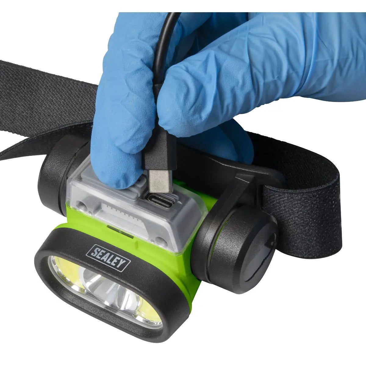 Sealey Rechargeable Head Torch with Auto-Sensor 5W & 3W COB LED  White Rose Tools