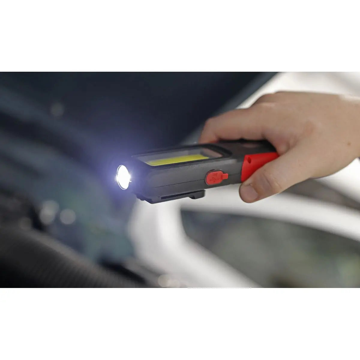 Sealey Rechargeable Inspection Light 5W COB & 3W SMD LED with Power Bank - Red  White Rose Tools