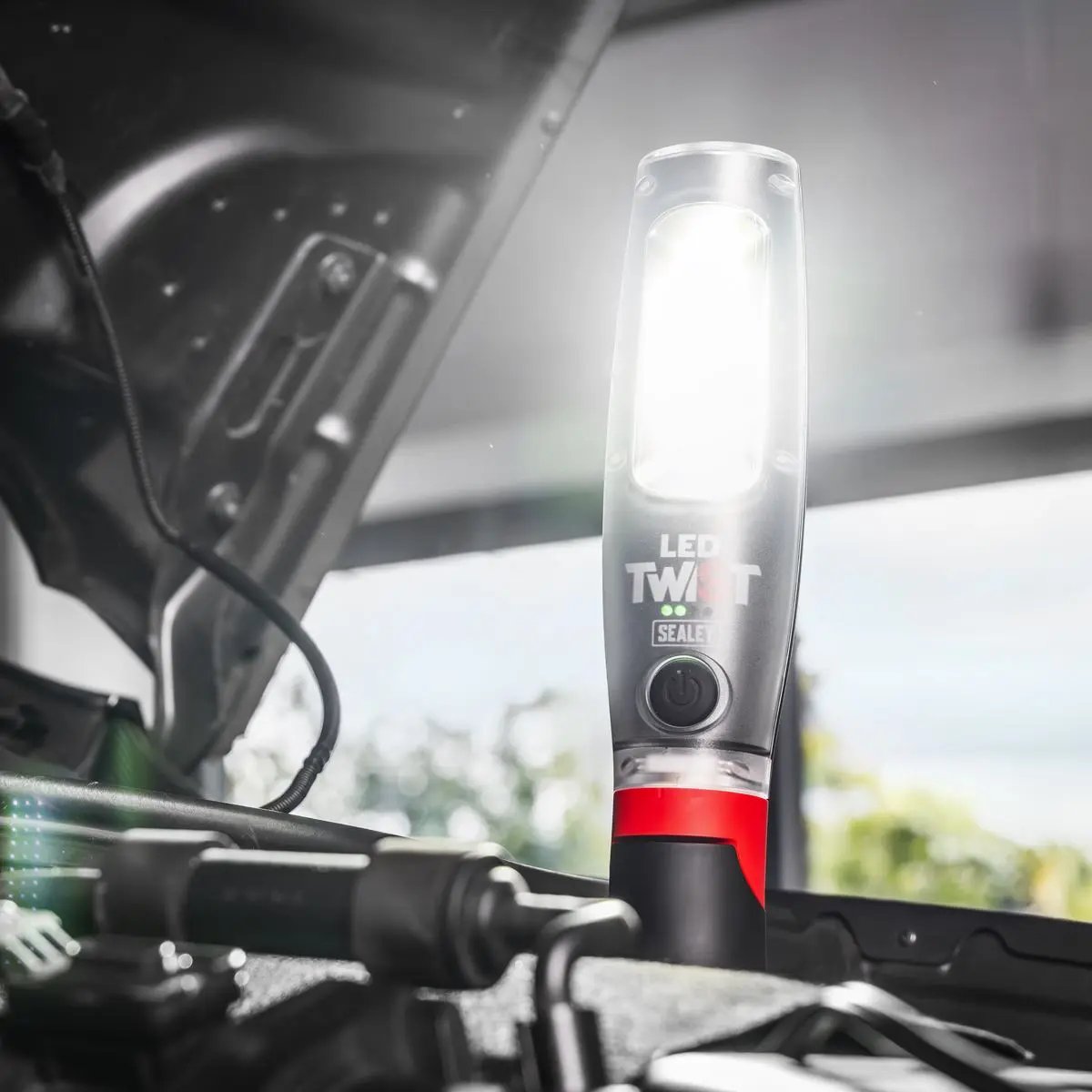 Sealey Rechargeable LED Twist Inspection Light 20W COB & 3W SMD, 3000lm, Magnetic Base & Power Bank  White Rose Tools