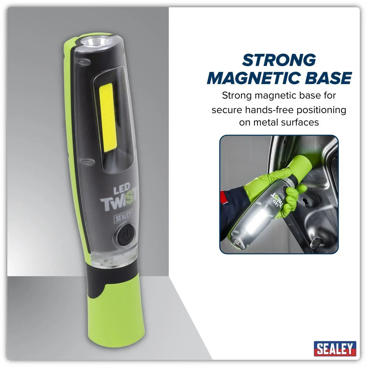 Sealey Rechargeable LED Twist® Inspection Light 20W COB + 3W SMD, 3000lm, Magnetic Base & Power Bank  White Rose Tools