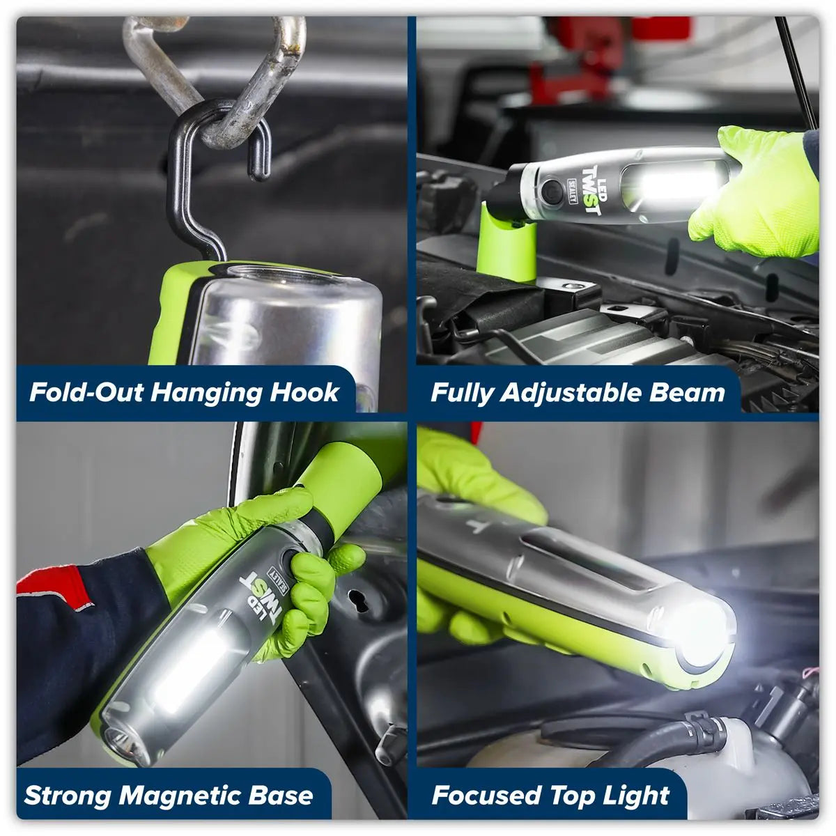 Sealey Rechargeable LED Twist® Inspection Light 20W COB + 3W SMD, 3000lm, Magnetic Base & Power Bank  White Rose Tools