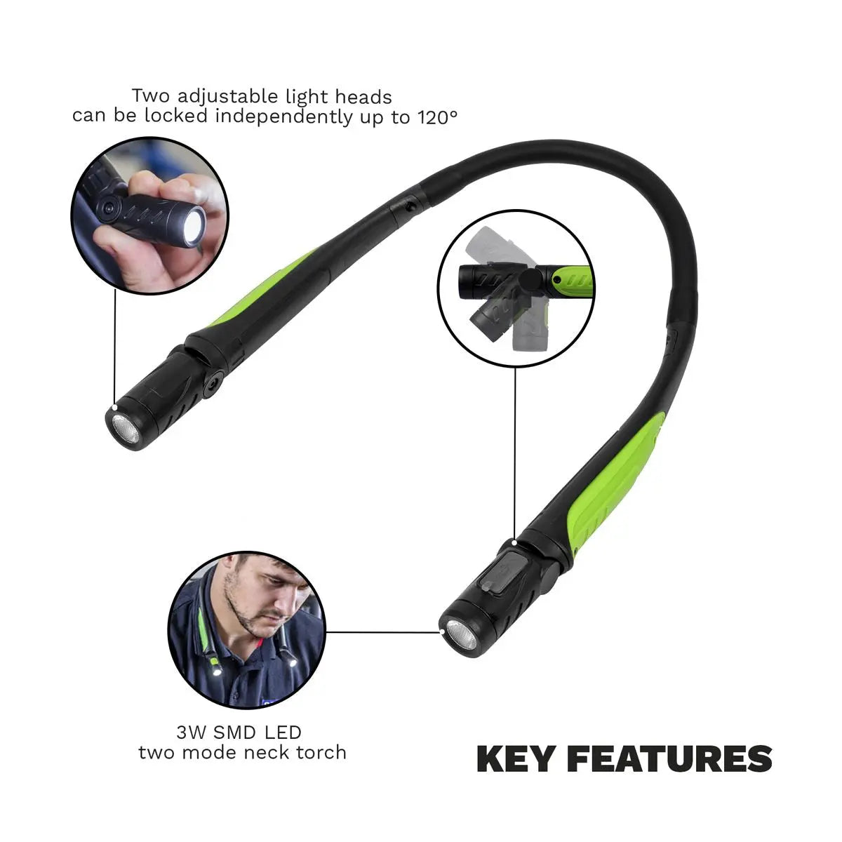 Sealey Rechargeable Neck Torch 3W SMD LED 