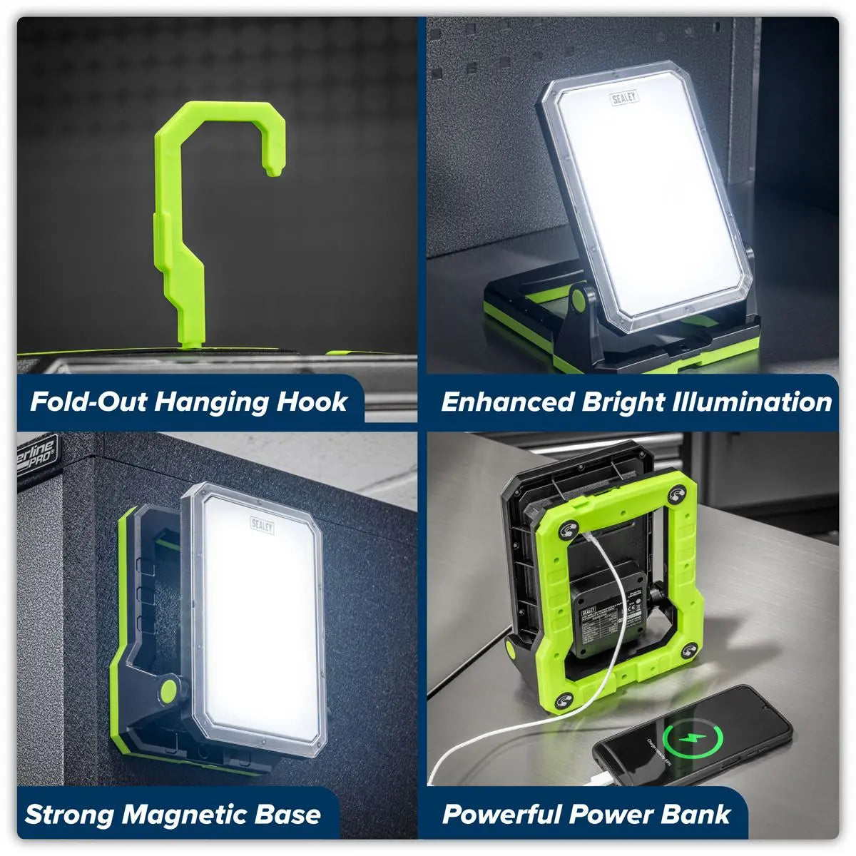 Sealey Rechargeable Portable Floodlight & Power Bank 20W SMD LED  White Rose Tools