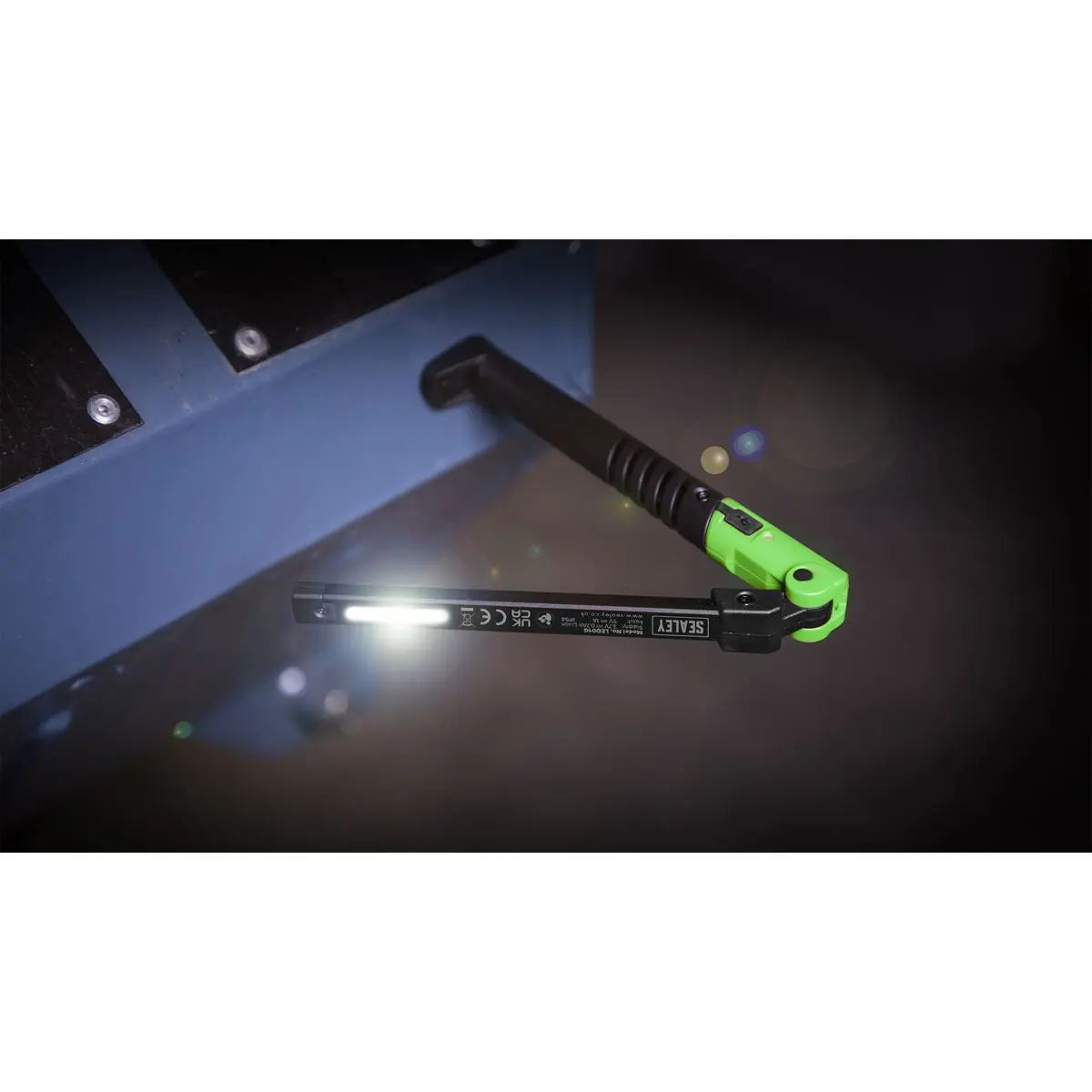 Sealey Rechargeable Slim Folding Pocket Light 2 COB & 1 SMD LED - Green 