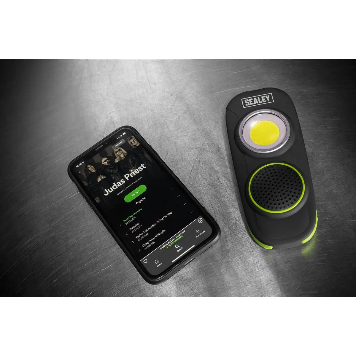 Sealey Rechargeable Torch with Wireless Speaker 10W COB LED 500 Lumens 