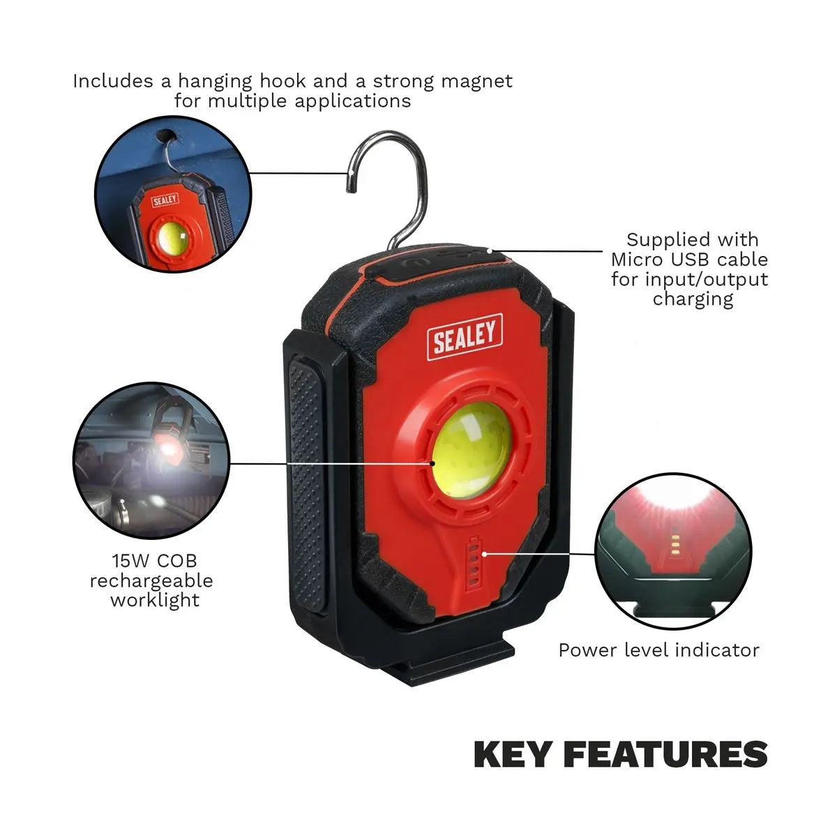 Sealey Rechargeable Worklight 15W COB LED 
