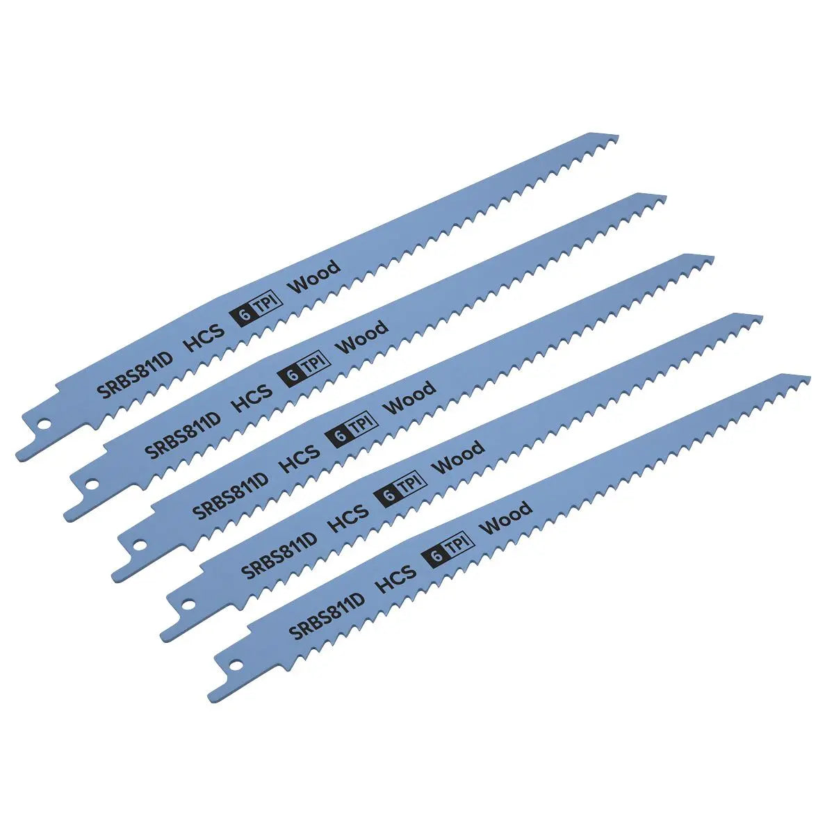 Sealey Reciprocating Saw Blade Clean Wood 200mm 6tpi - Pack of 5 