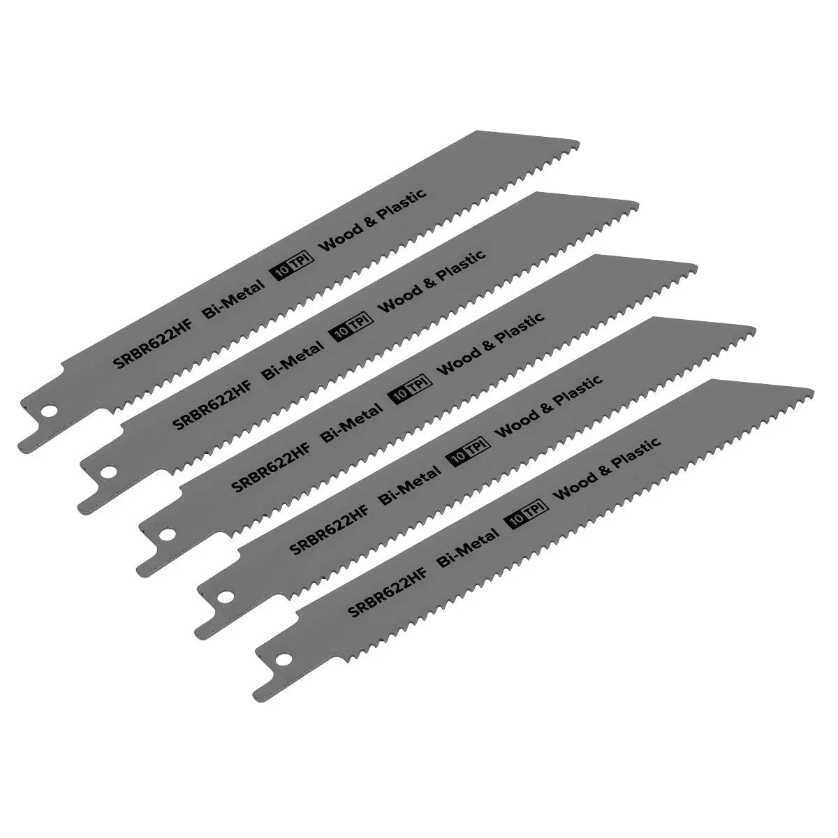 Sealey Reciprocating Saw Blade Wood & Plastics 150mm 10tpi - Pack of 5 