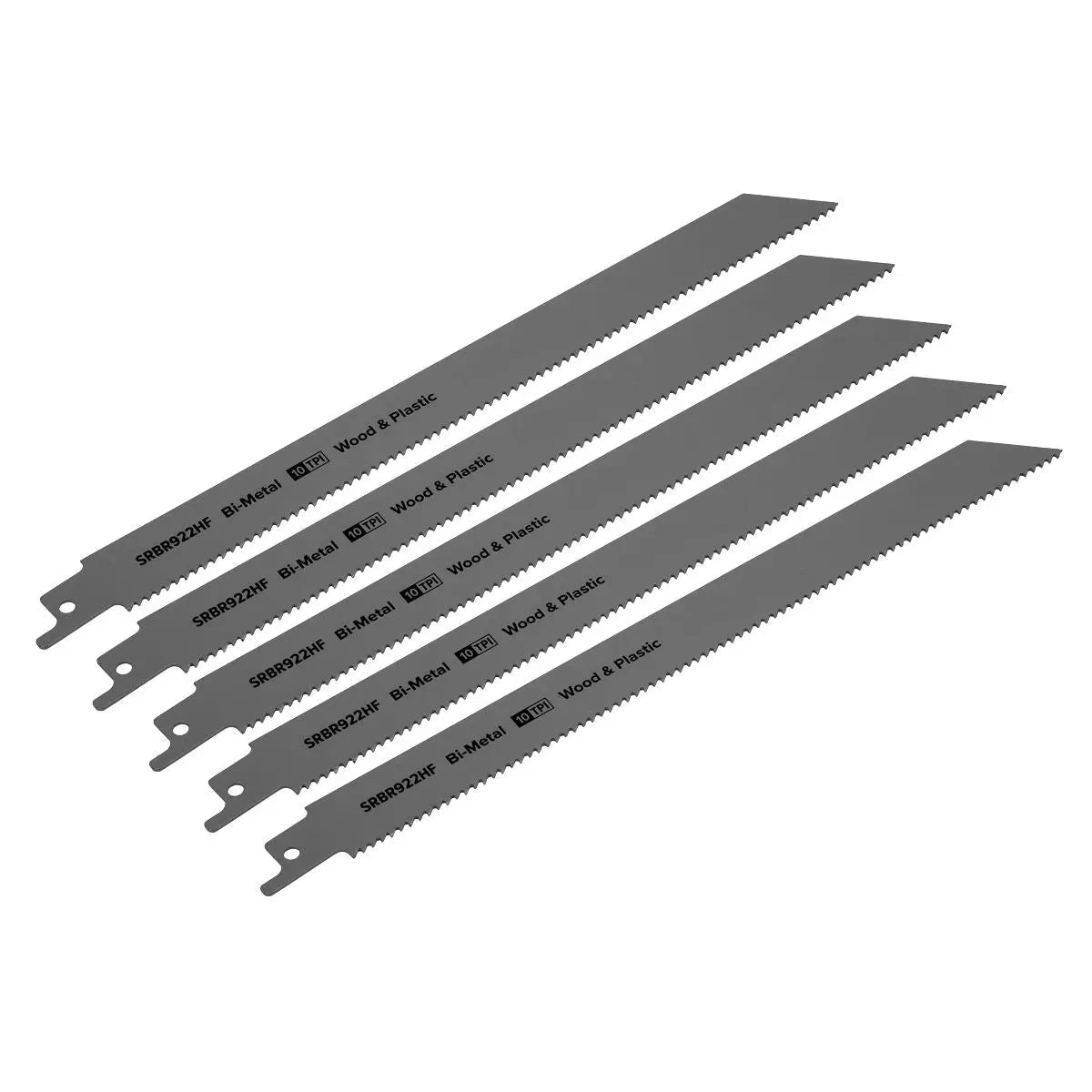 Sealey Reciprocating Saw Blade Wood & Plastics 230mm 10tpi - Pack of 5 