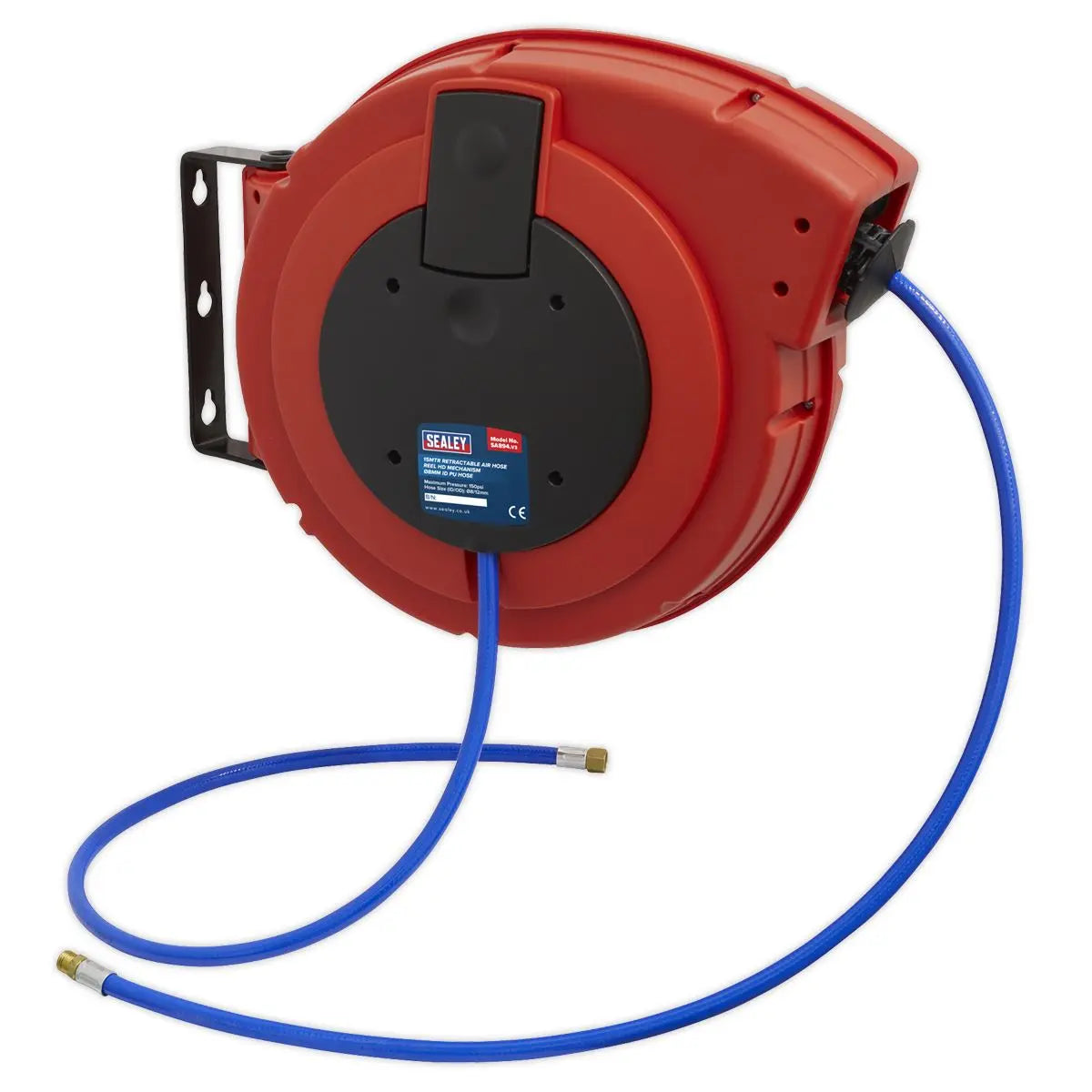 Sealey Retractable Air Hose Reel HD Mechanism 15m Ø8mm ID - PU Hose 