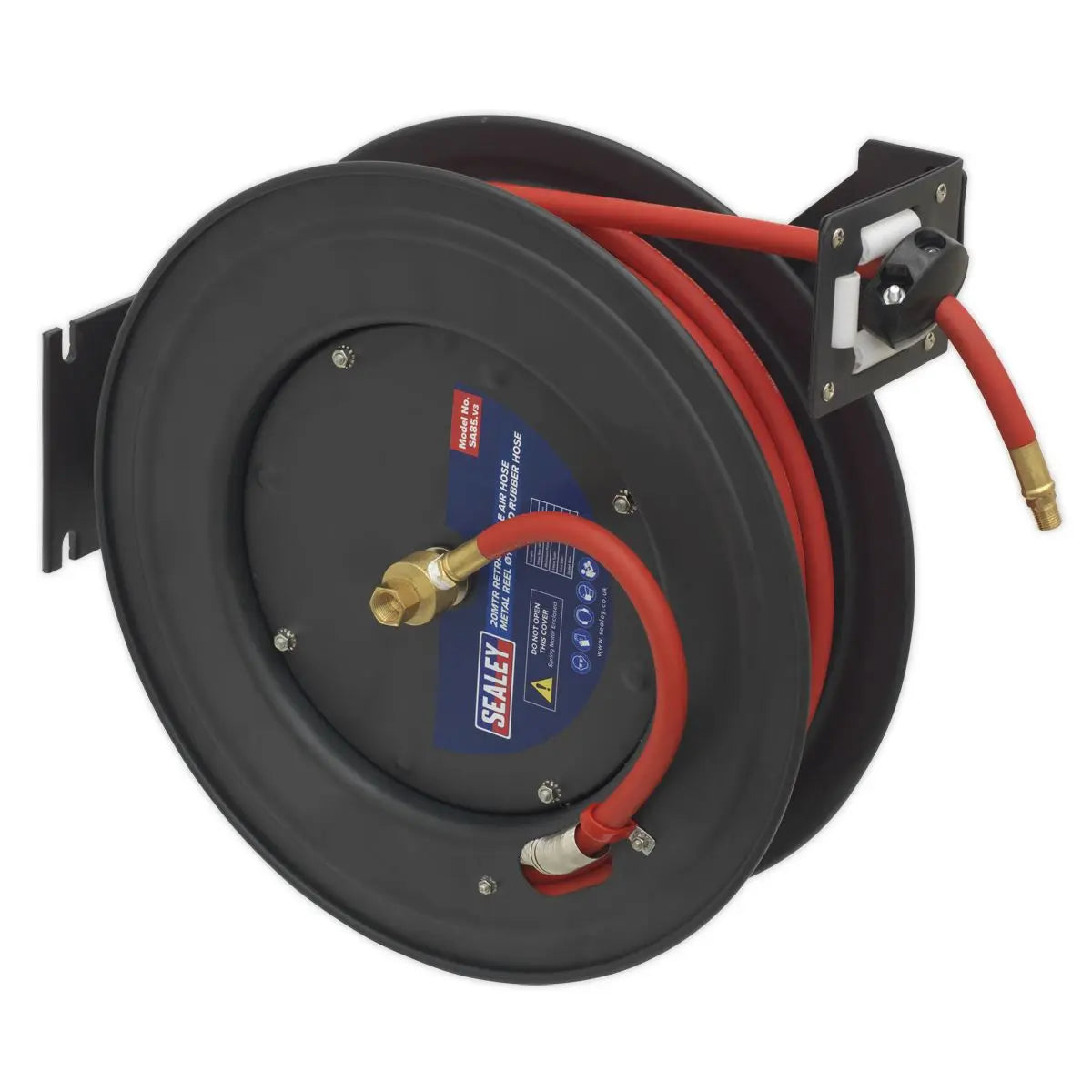Sealey Retractable Air Hose Steel Reel 20m Ø10mm ID Rubber Hose 