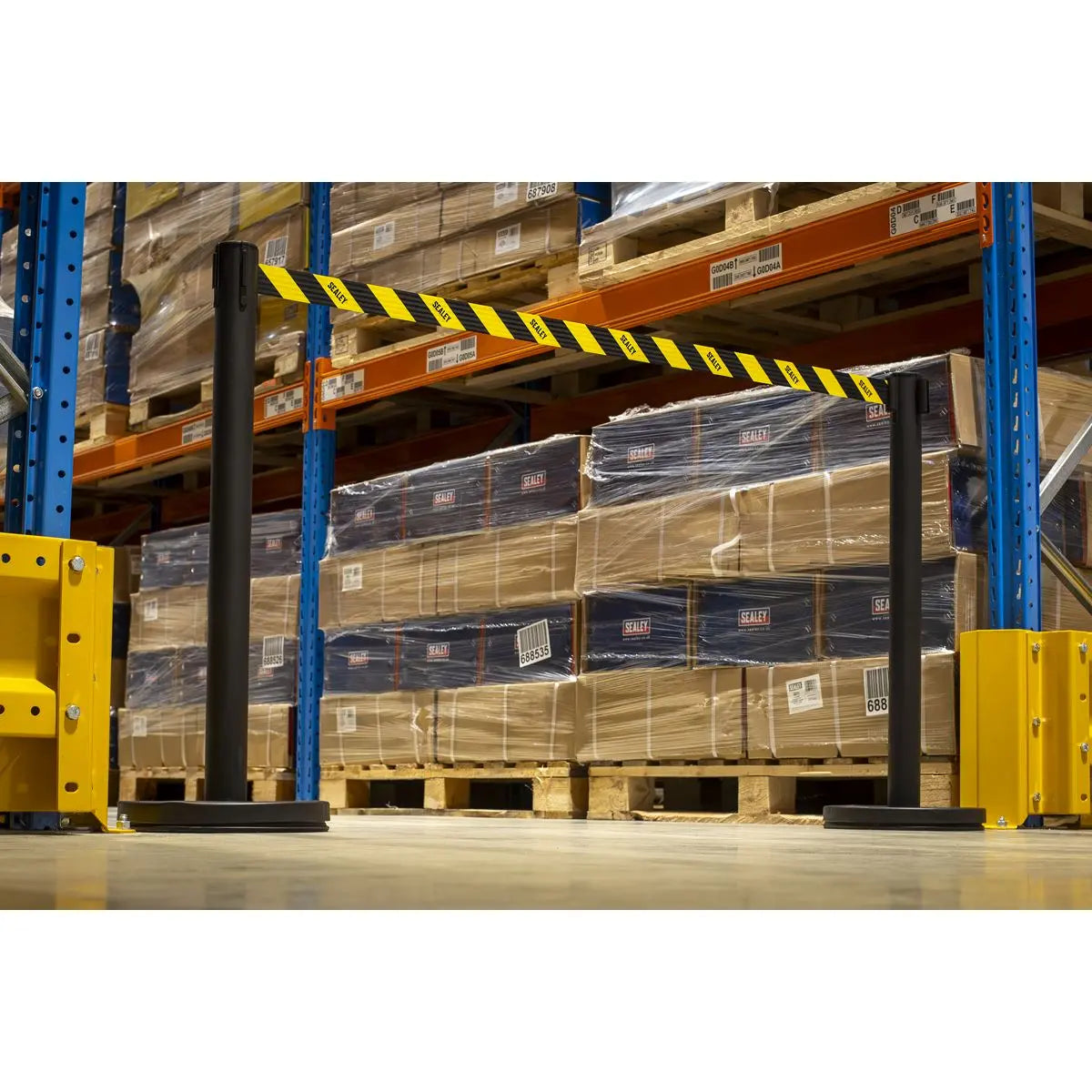 Sealey Retractable Safety Belt Barrier Post - Set of 2  White Rose Tools