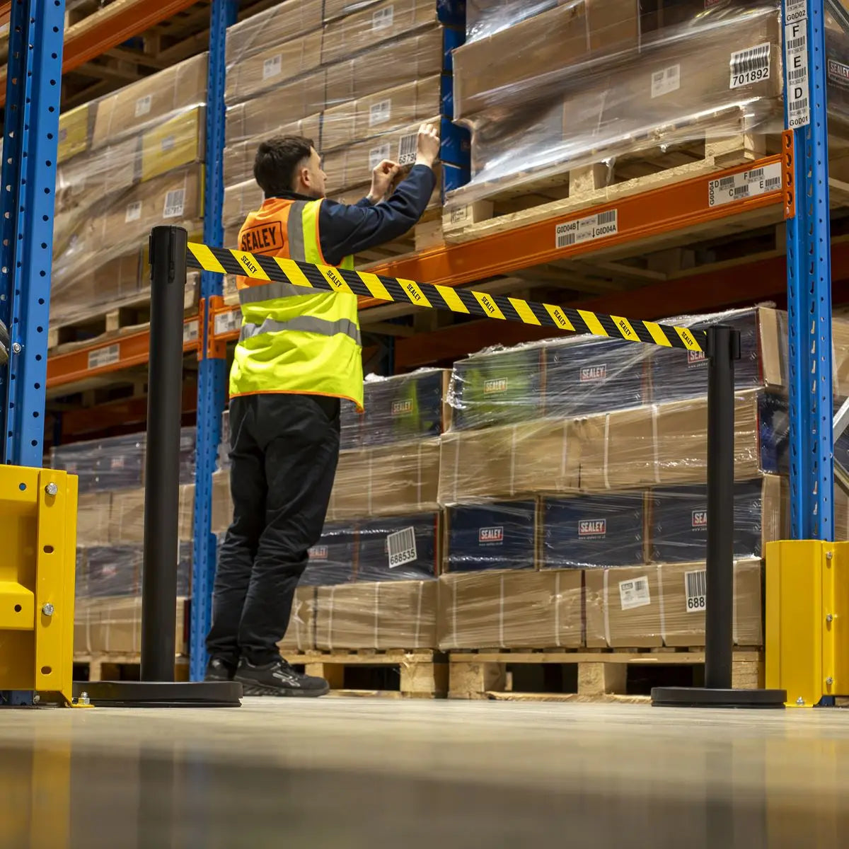 Sealey Retractable Safety Belt Barrier Post - Set of 2  White Rose Tools