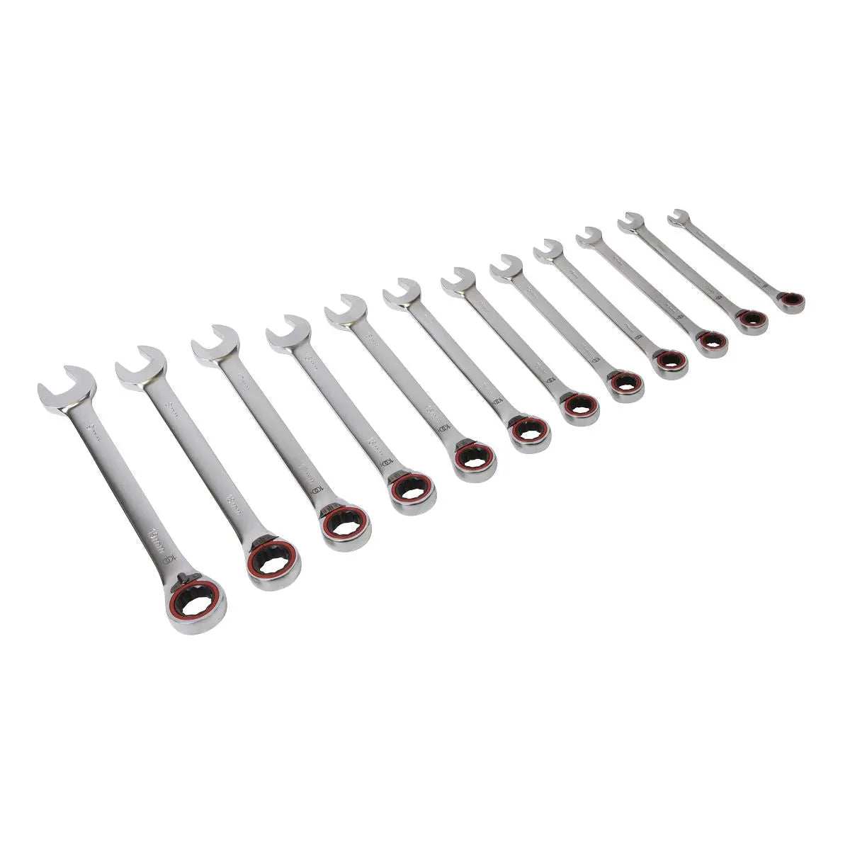 Sealey Reversible Ratchet Combination Spanner Set 12 Piece 8-19mm 100 Tooth Premier 