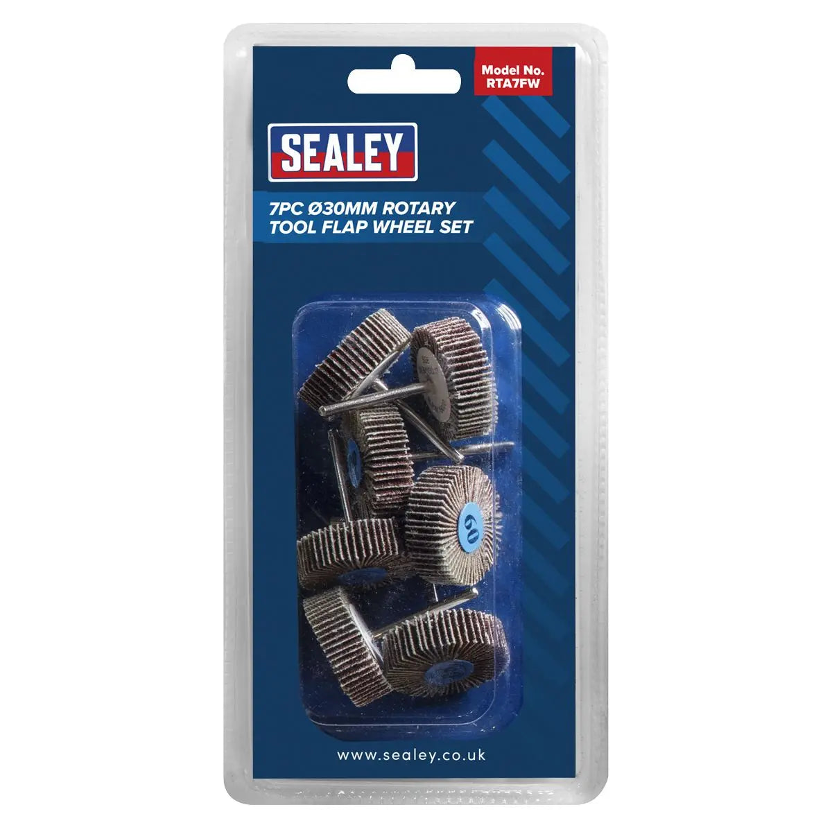 Sealey Rotary Tool Flap Wheel Set 7 Piece 30mm Diameter 