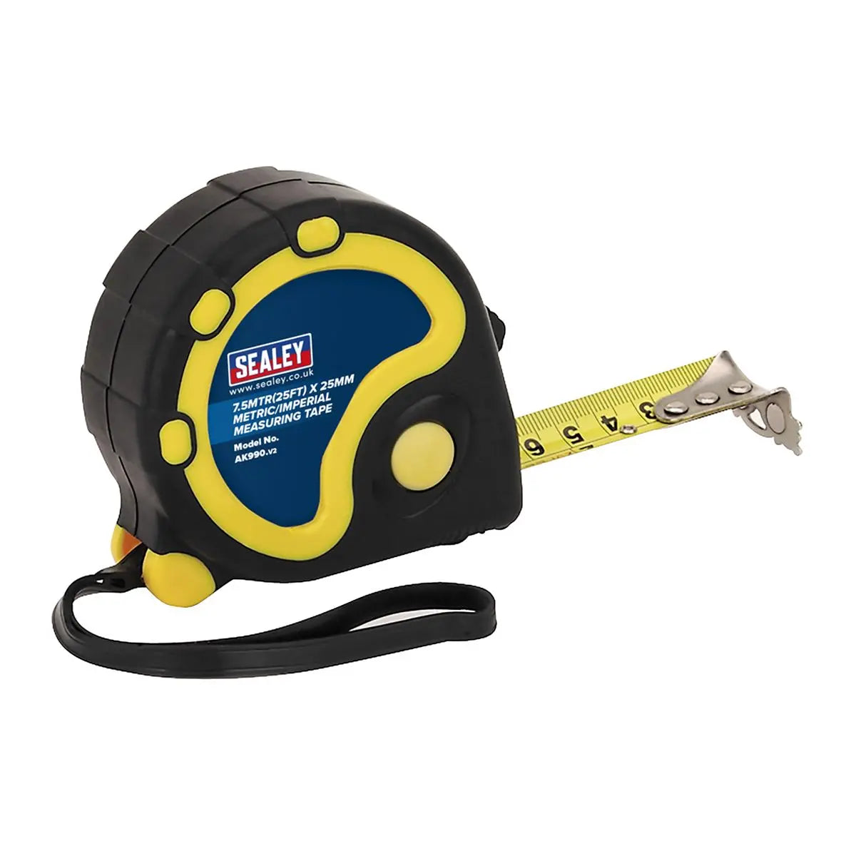 Sealey Rubber Tape Measure 7.5m(25ft) x 25mm Metric/Imperial 