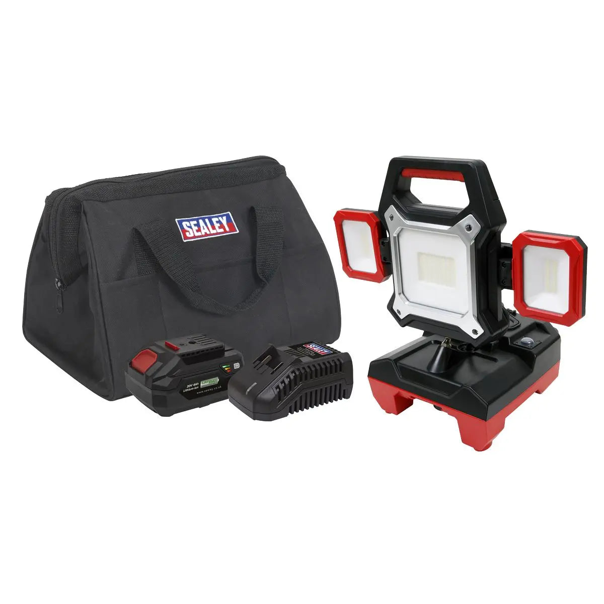 Sealey SV20 Series 2-in-1 Cordless/Corded 45W SMD LED Worklight Kit 20V 4Ah  White Rose Tools