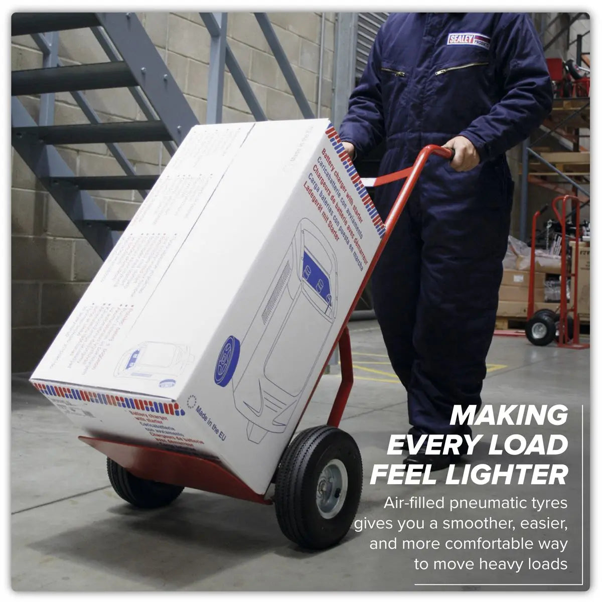 Sealey Sack Truck with Pneumatic Tyres 200kg Capacity  White Rose Tools