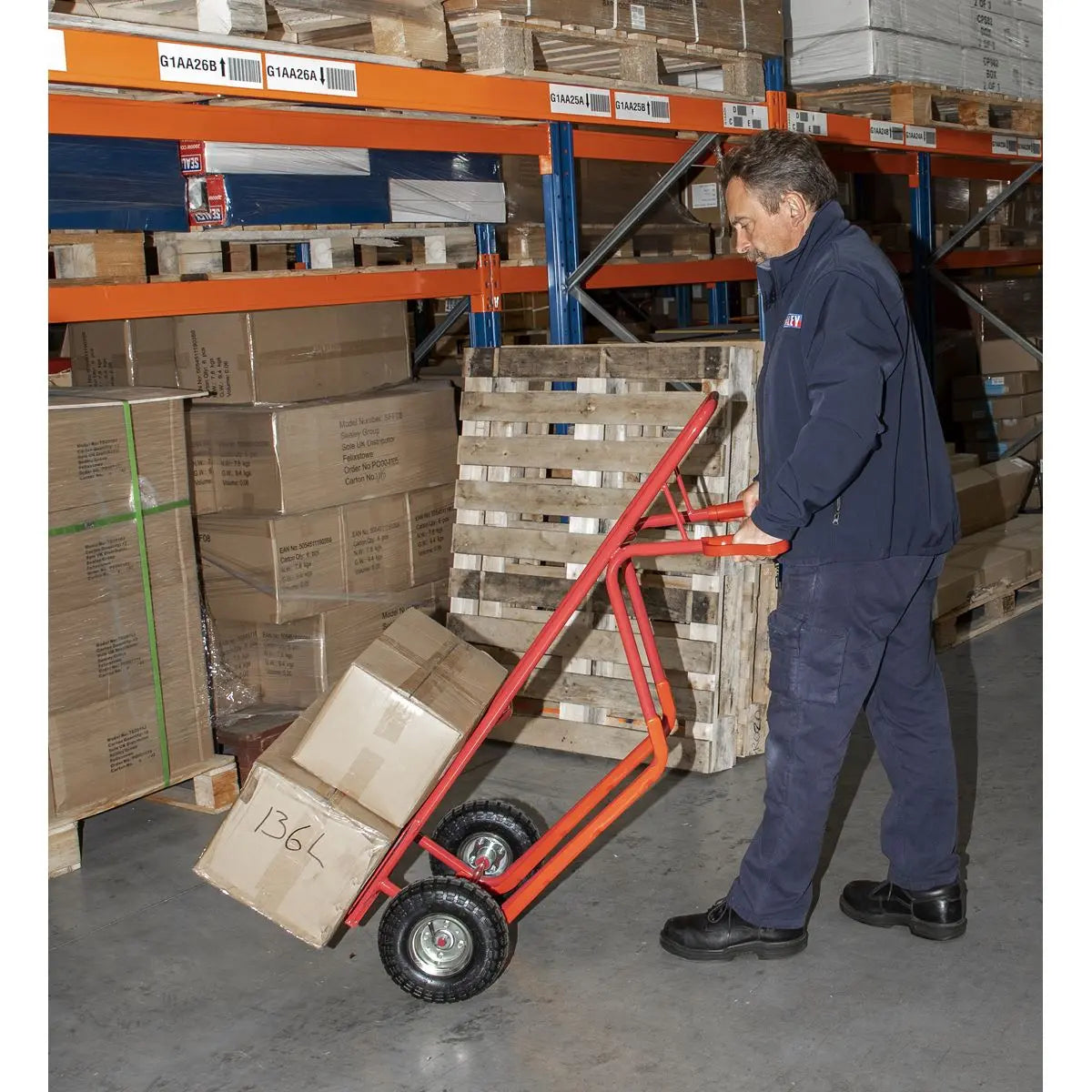 Sealey Sack Truck with Pneumatic Tyres 300kg Capacity 