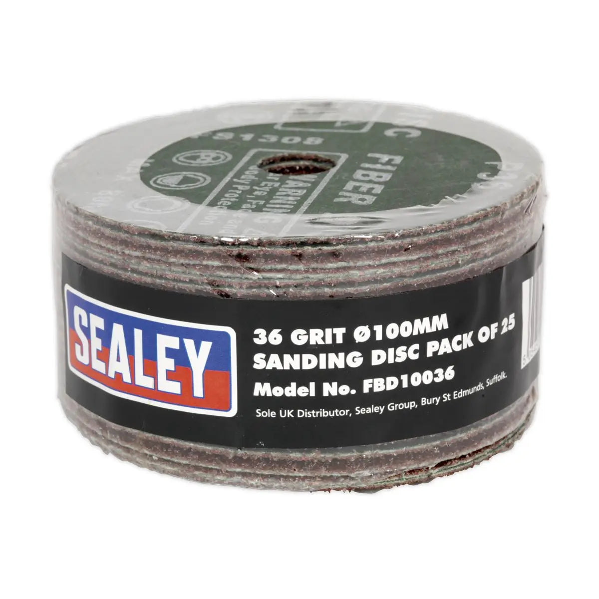 Sealey Sanding Disc Fibre Backed Ø100mm 36Grit Pack of 25 
