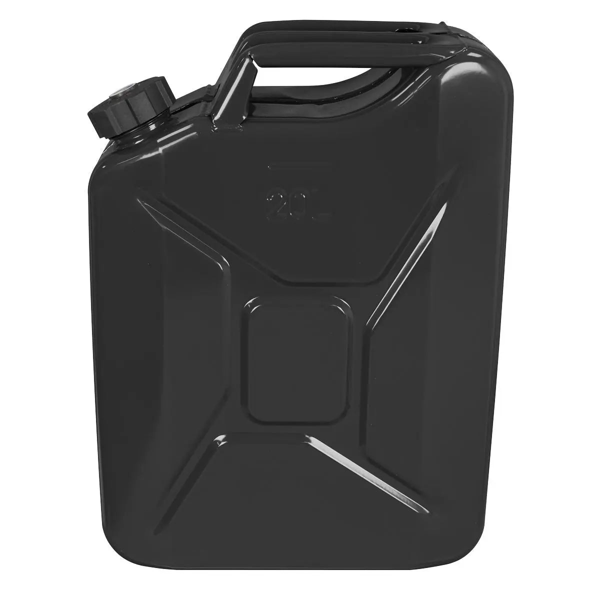 Sealey Screw Cap Metal Jerry Can 20L - Black  White Rose Tools